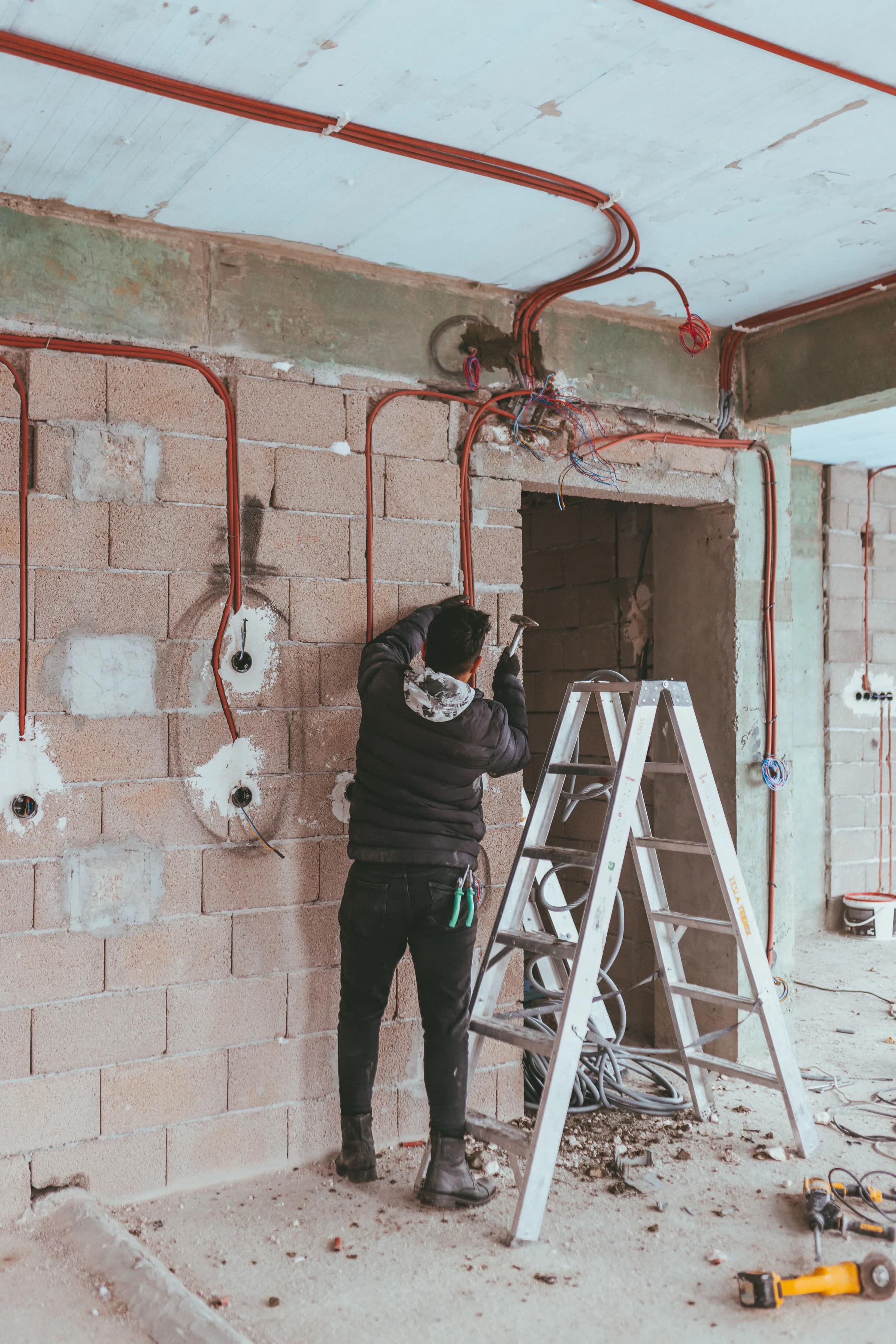 Temporary illustrative image of commercial electrical rough-in work